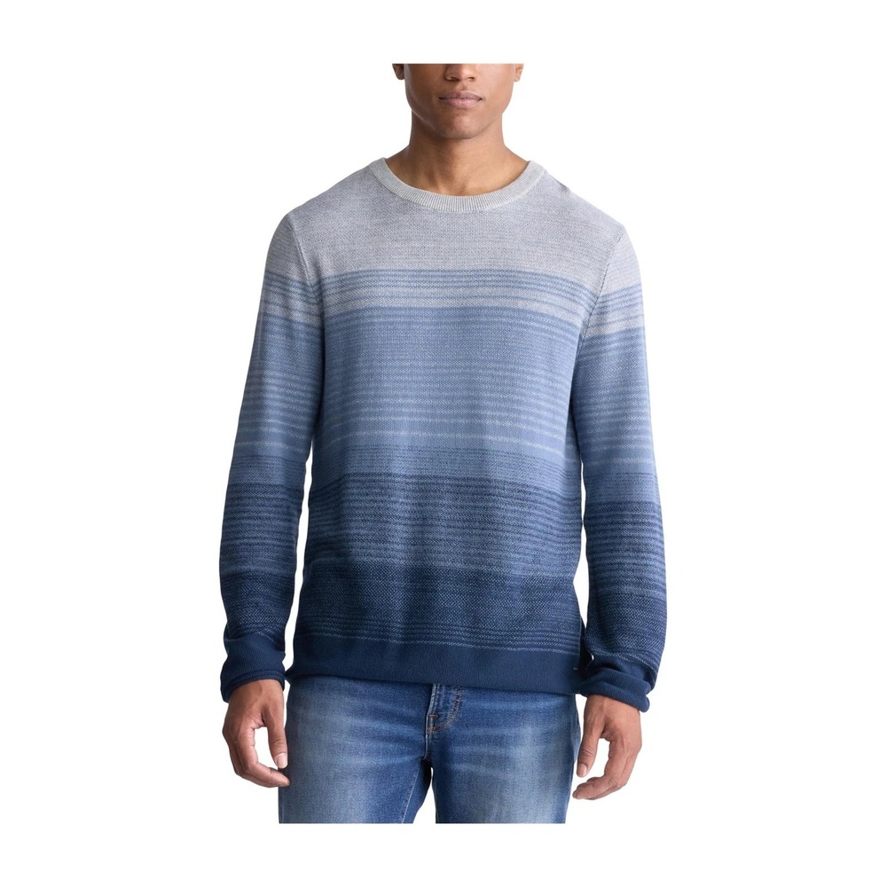 Buffalo David Bitton Mens XXL Waldy Ombre Gradient Cotton Knit Sweater Blue Grey